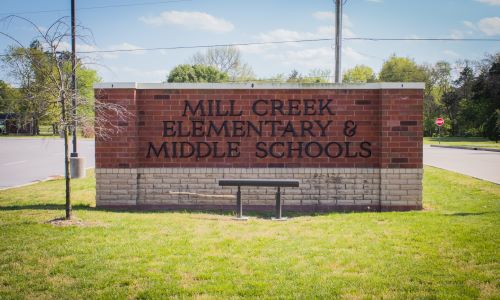 Front sign of Mill Creek Middle/Elementary Schools